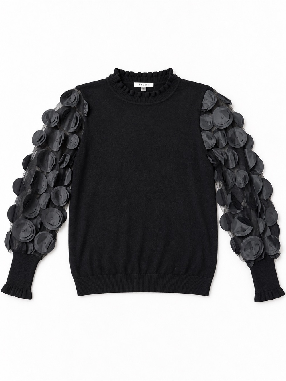 SIONI Black Statement Sleeve Sweater – Size M 🖤